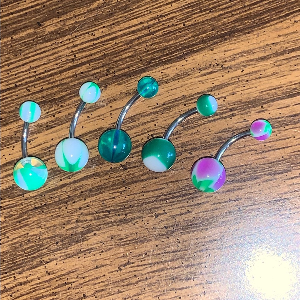 Colorful Belly Button Rings Set 5 new green for at Patrick’s day